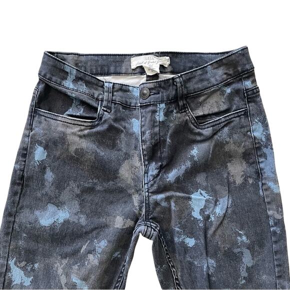 H&M LOGG Skinny Jeans Crop Moto Brush Stroke Print Lace Up Women’s 6 Gray Blue - Picture 8 of 9